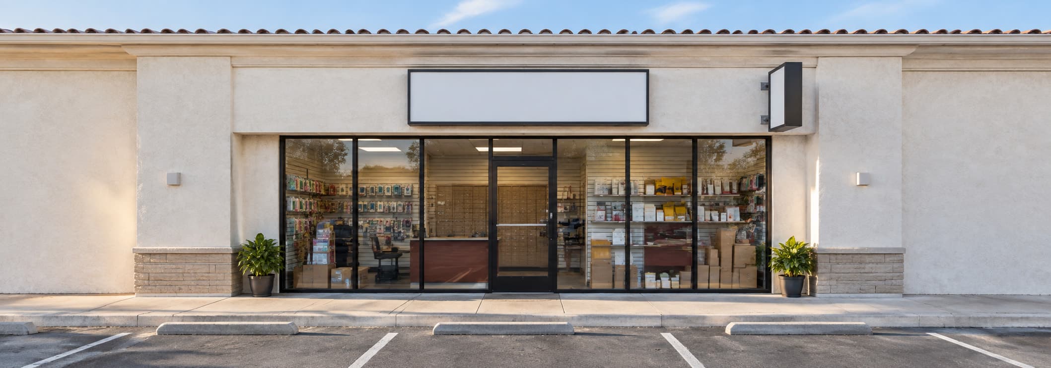 The Ship Plus Cell Plus storefront in its strip mall