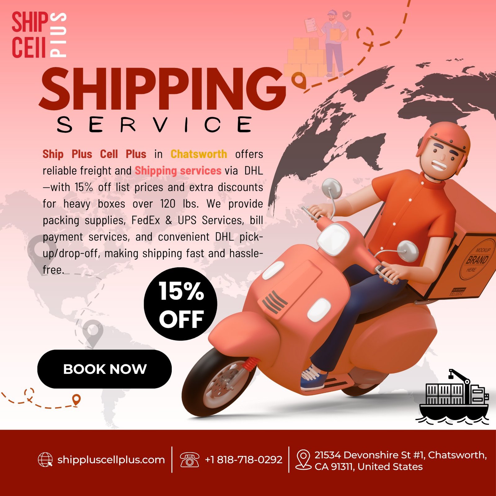 Shipping Service — Ship Plus Cell Plus Chatsworth