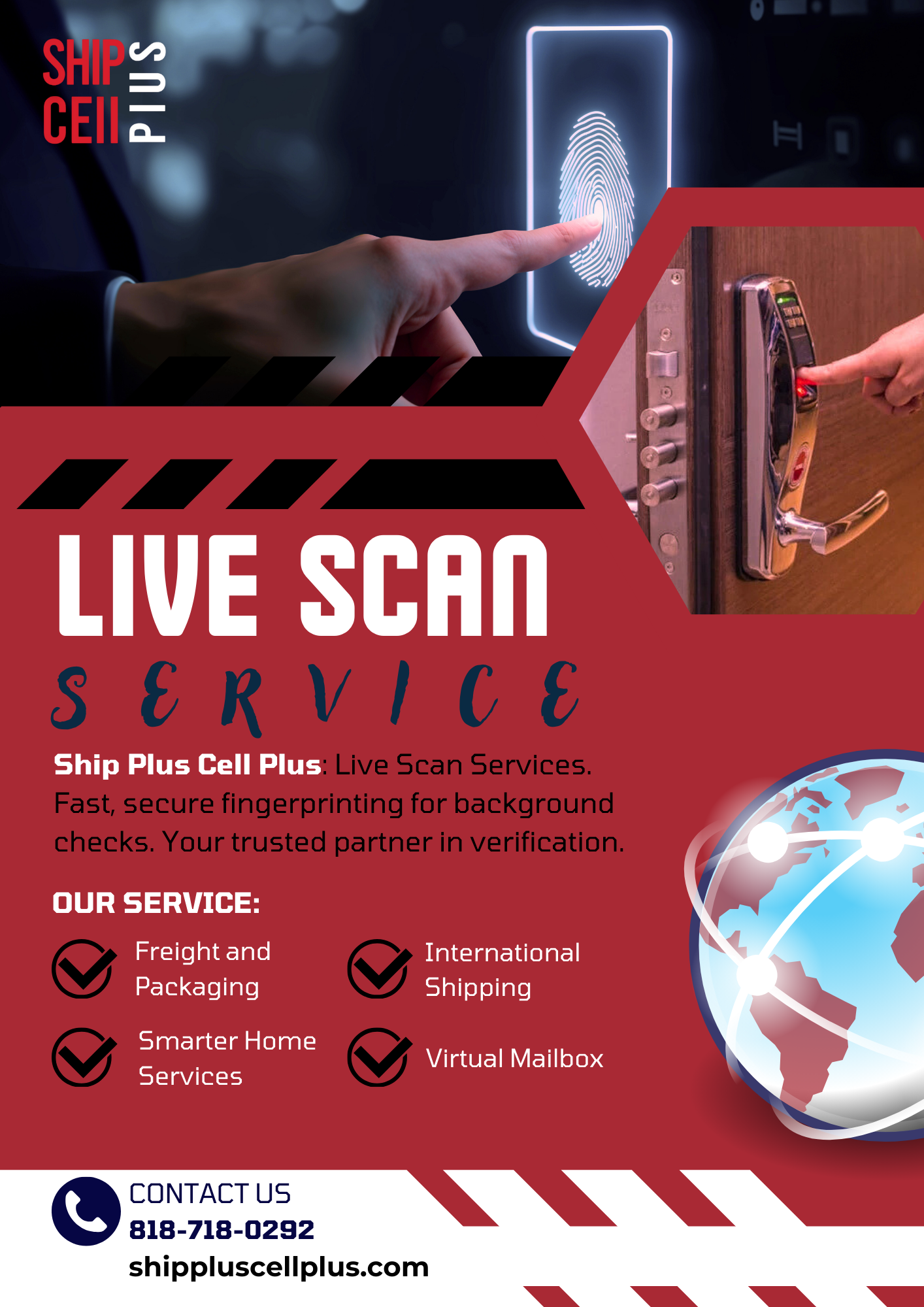 Live Scan fingerprinting service at Ship Plus Cell Plus in Chatsworth