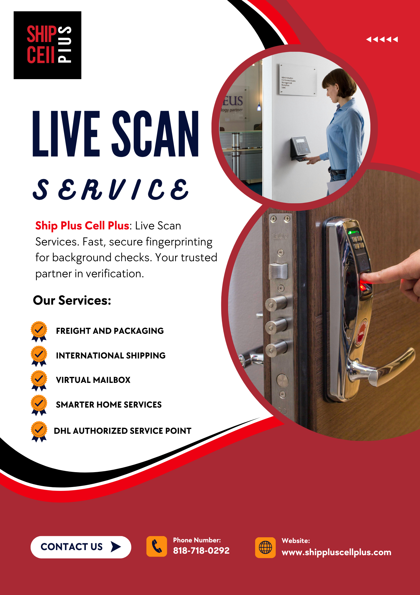 Customer getting Live Scan fingerprinting service at Ship Plus Cell Plus in Chatsworth.
