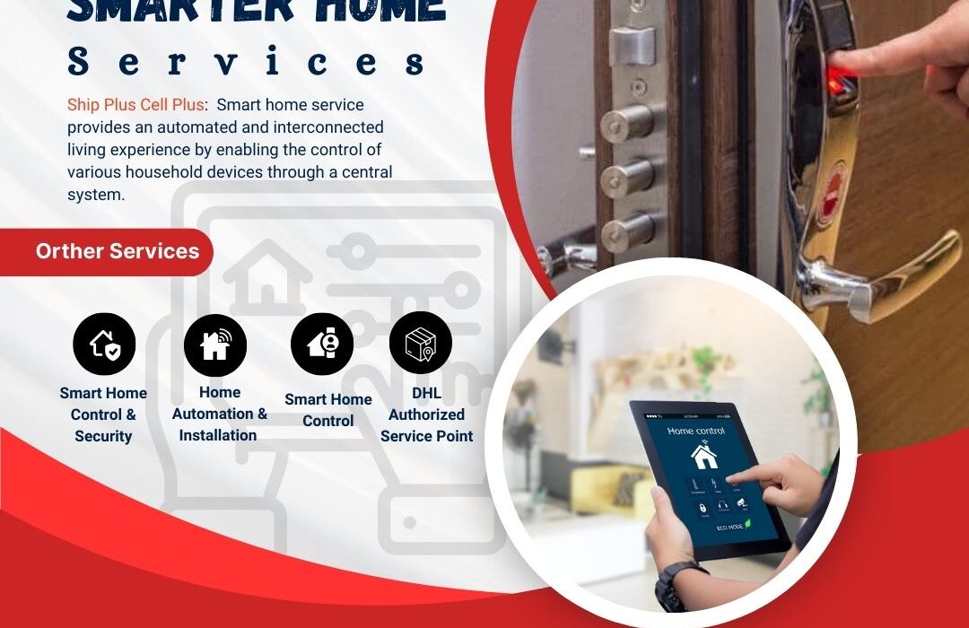 Technician setting up smart home devices at Ship Plus Cell Plus in Chatsworth