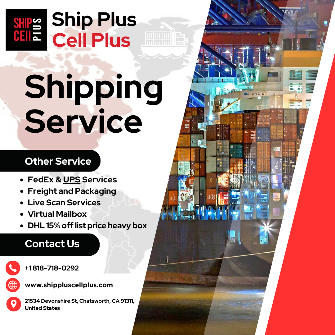 Customer at Ship Plus Cell Plus preparing a DHL freight shipment in Chatsworth location