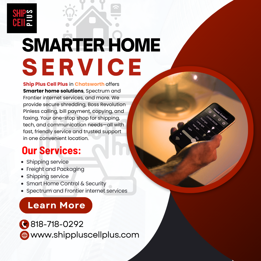 Customer receiving smart home and internet setup support at Ship Plus Cell Plus in Chatsworth