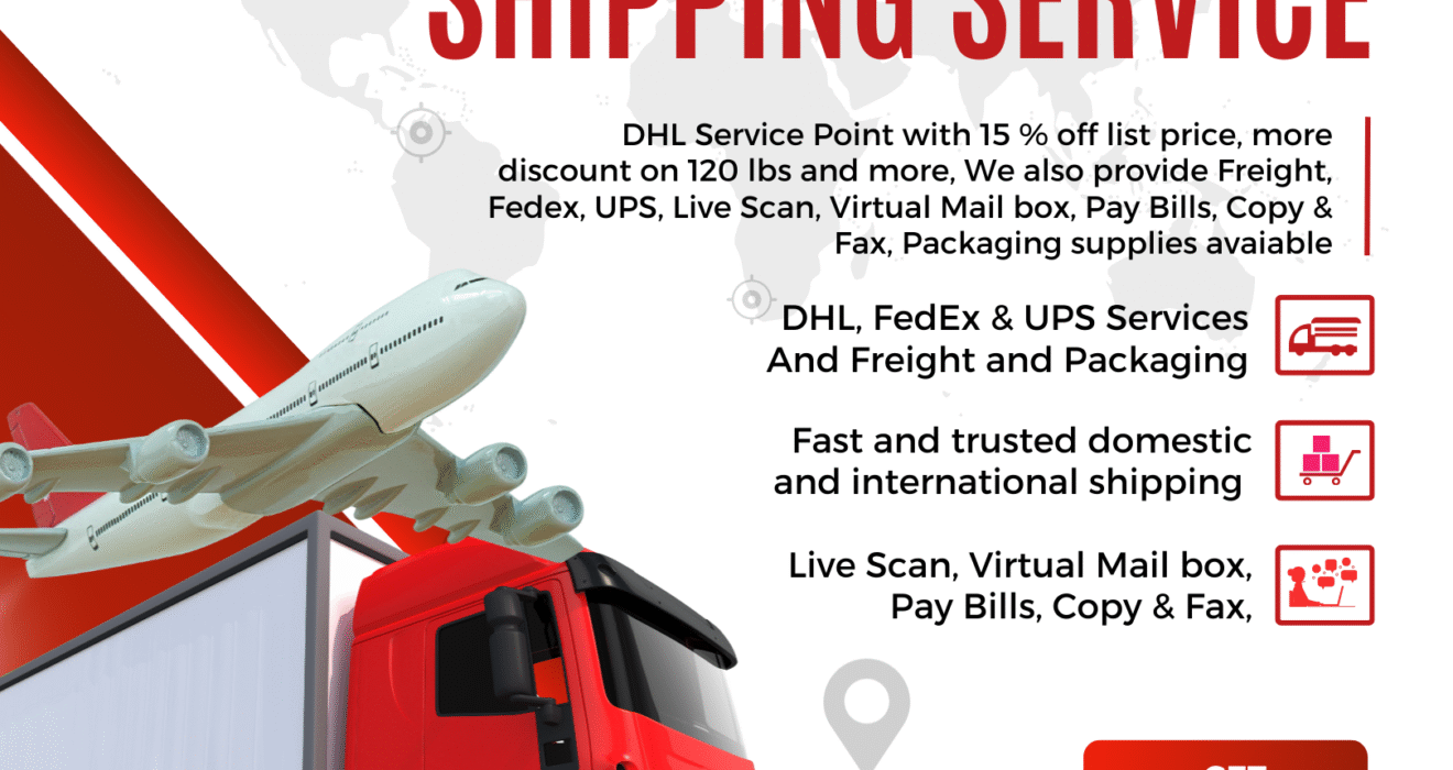 Ship Plus Cell Plus storefront in Chatsworth CA offering DHL, UPS, FedEx shipping and freight services with discounted rates