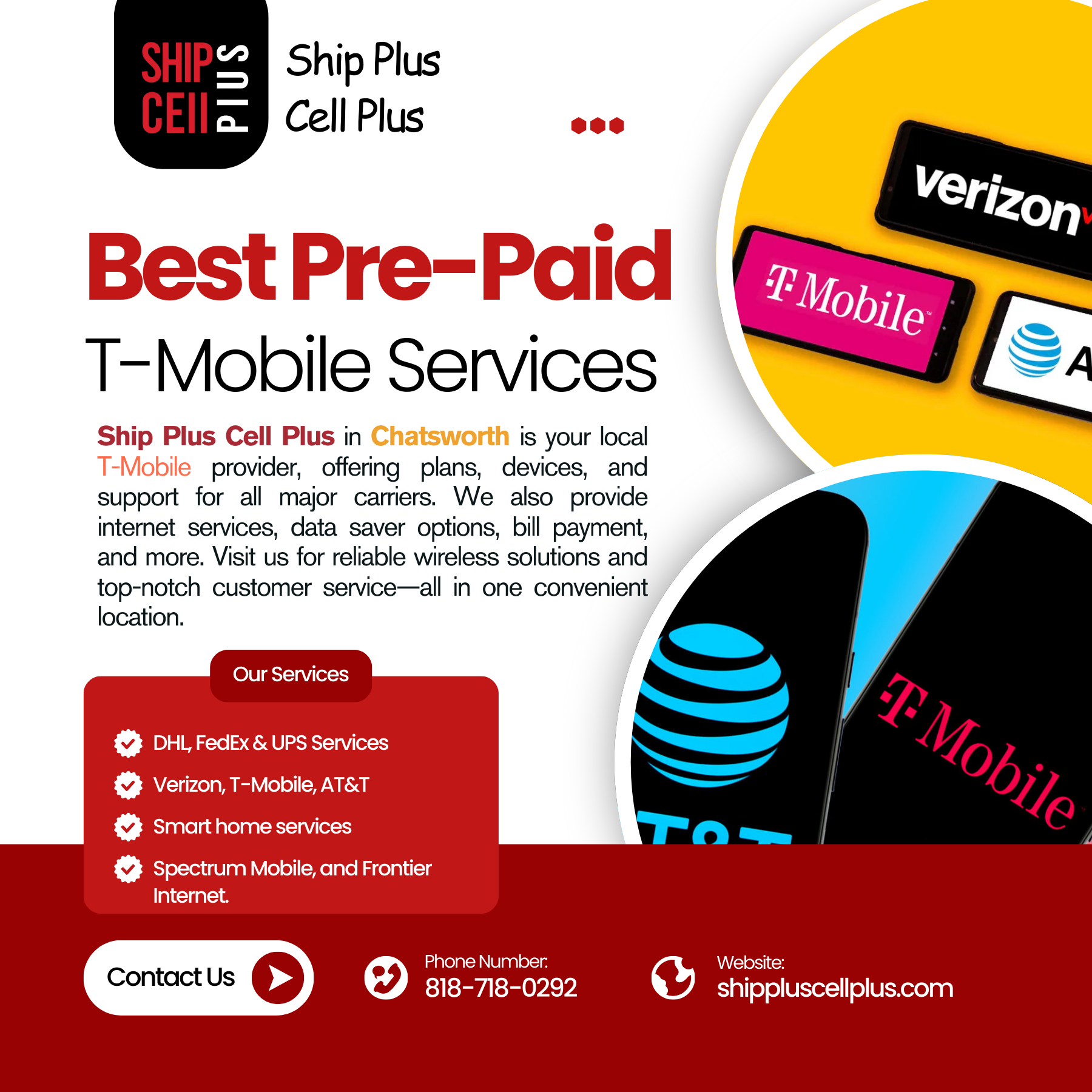 Local T-Mobile provider in Chatsworth offering mobile plans, devices, and internet services.