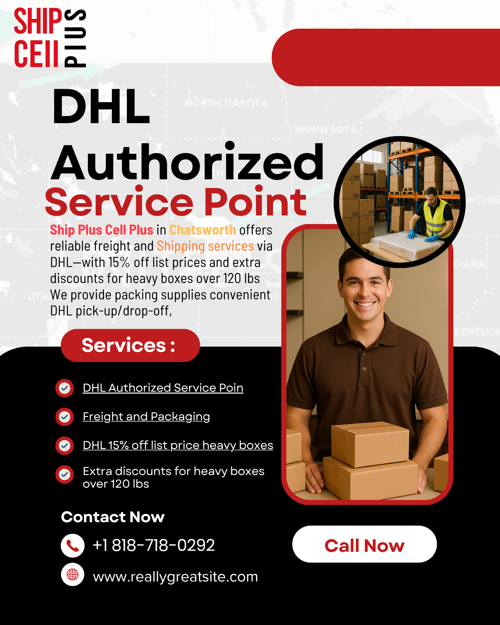 DHL Authorized Shipping Service Point in Chatsworth, CA offering fast and affordable international shipping