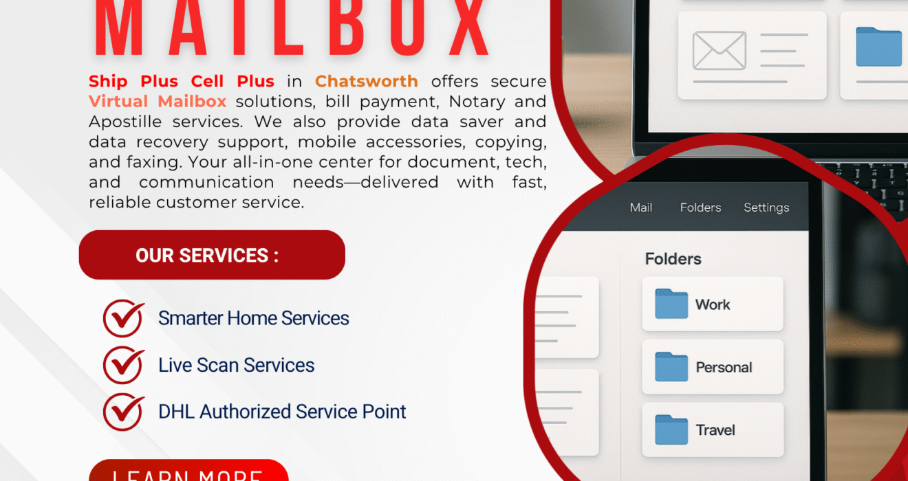 Customer using Virtual Mailbox service at Ship Plus Cell Plus in Chatsworth, CA