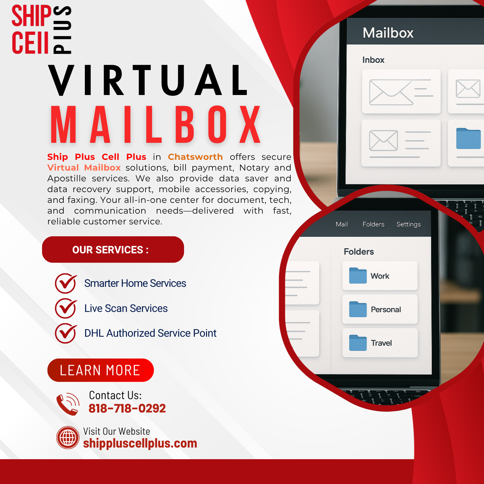 Customer using Virtual Mailbox service at Ship Plus Cell Plus in Chatsworth, CA