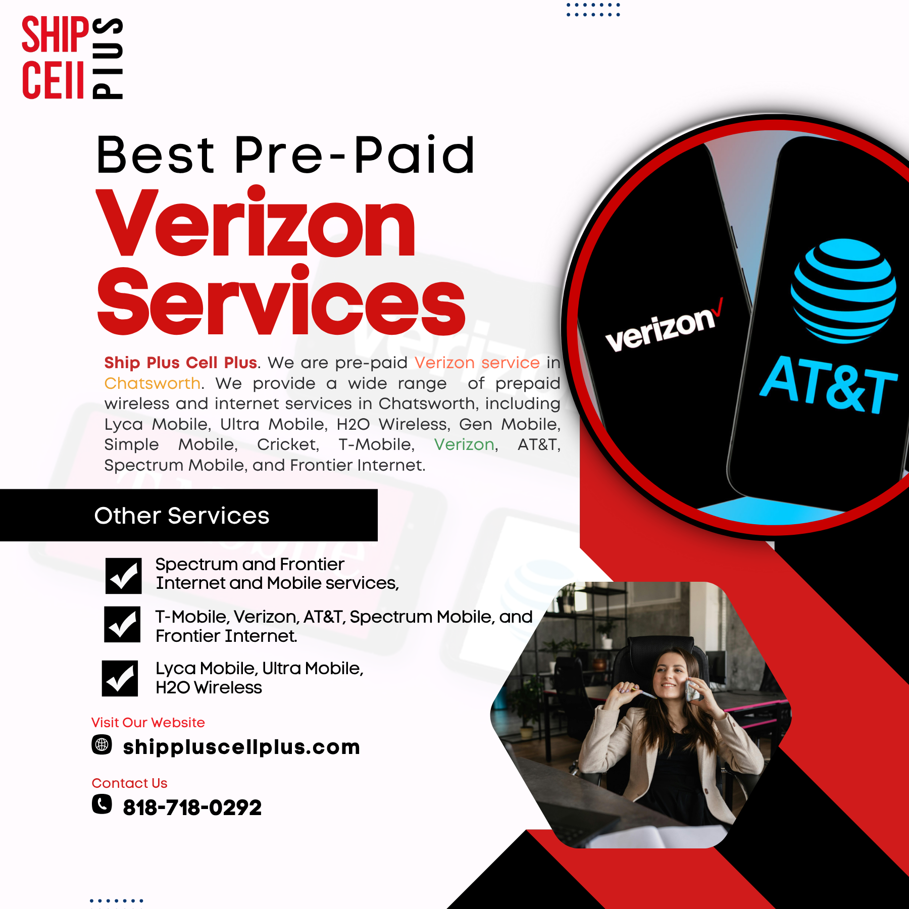 Customer activating a prepaid Verizon phone plan at Ship Plus Cell Plus in Chatsworth, California