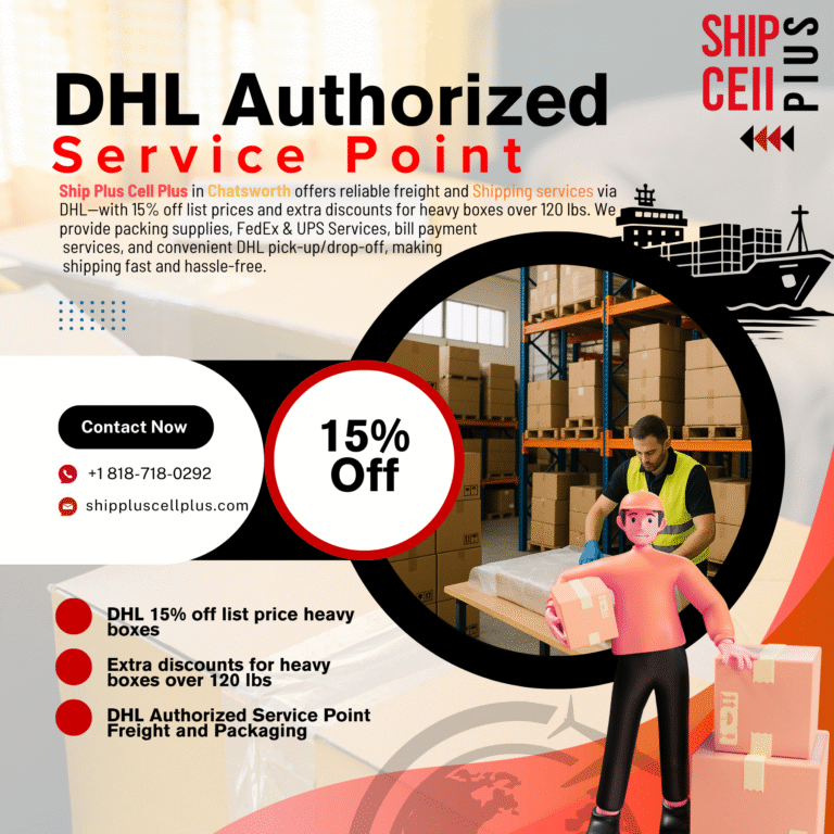 Secure and affordable package shipping service in Chatsworth at Ship Plus Cell Plus