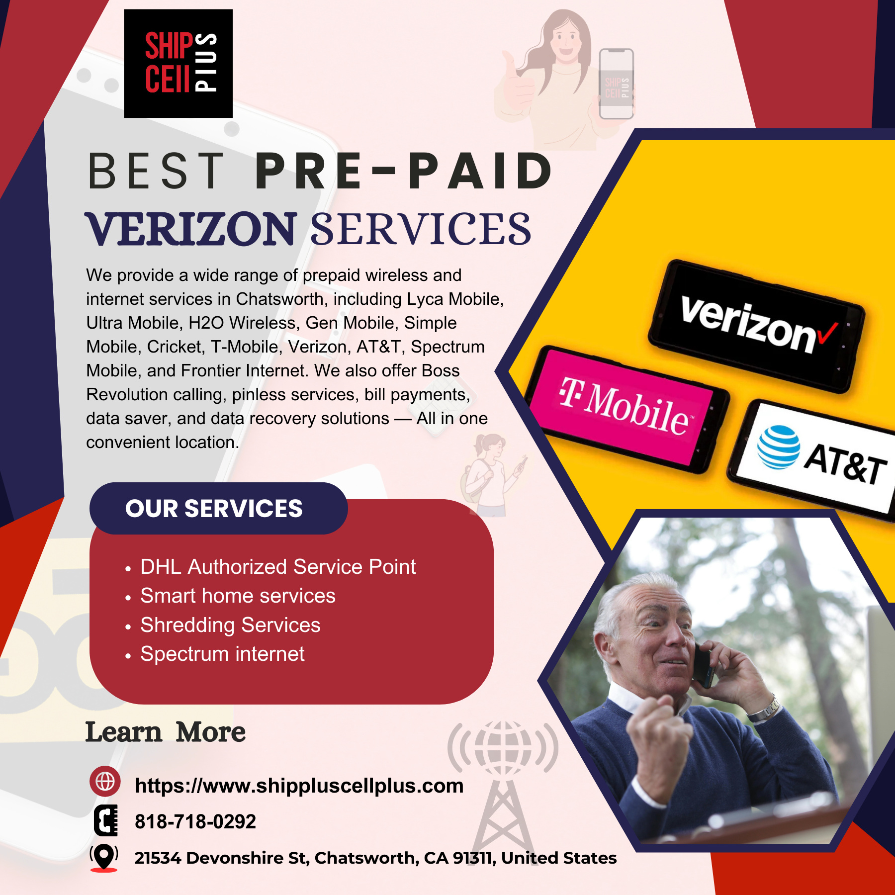 Customer receiving prepaid wireless activation at Ship Plus Cell Plus in Chatsworth